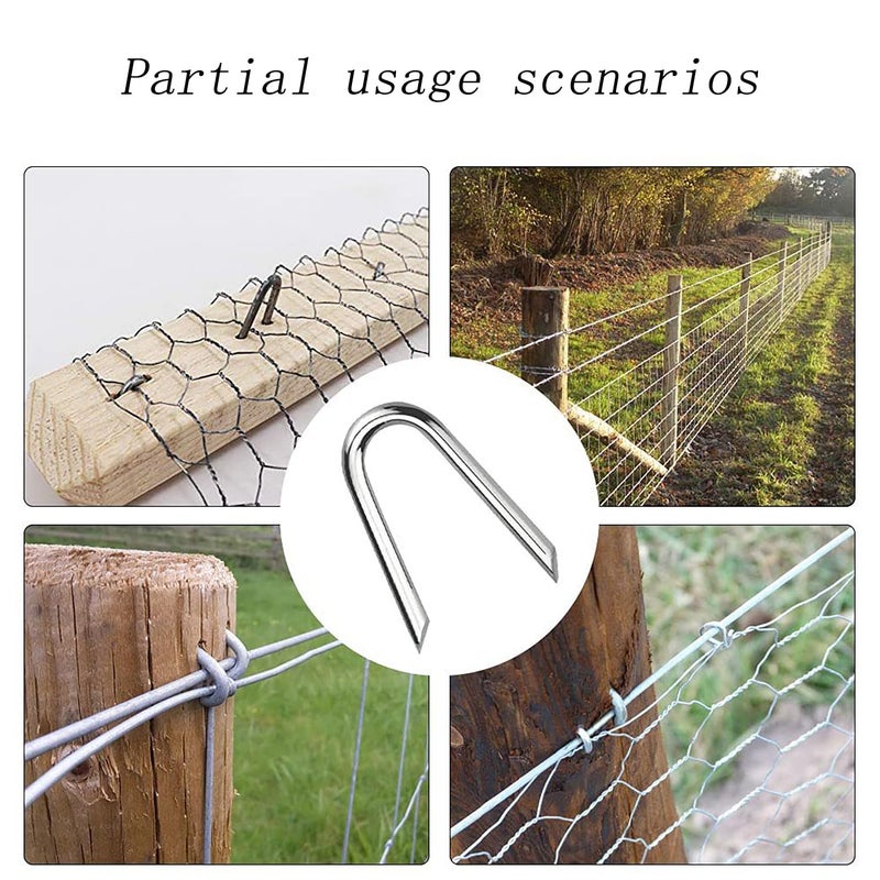 CTWHA 50PCS Galvanized U Nails Wire Mesh Fence Staples 1-1/4 Inches for Weaving Livestock Fence Posts Ground Fabric Weed Control Gardening Copper Pole Grounding Installation - Image 4